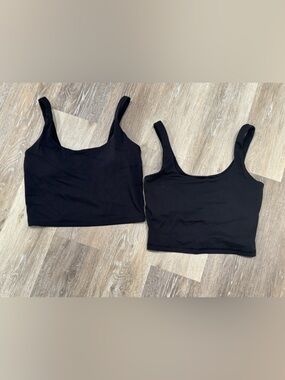 Avia Black Cropped Tank Tops - Twin Pack
